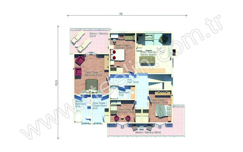 Amerikan Mimarisi Villa 587 m²