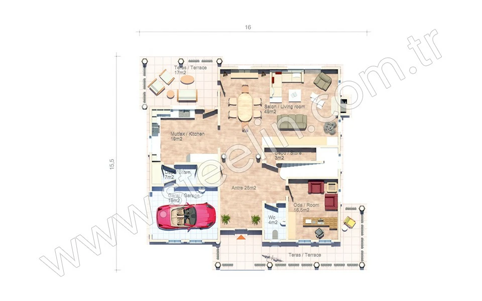 Amerikan Mimarisi Villa 587 m²