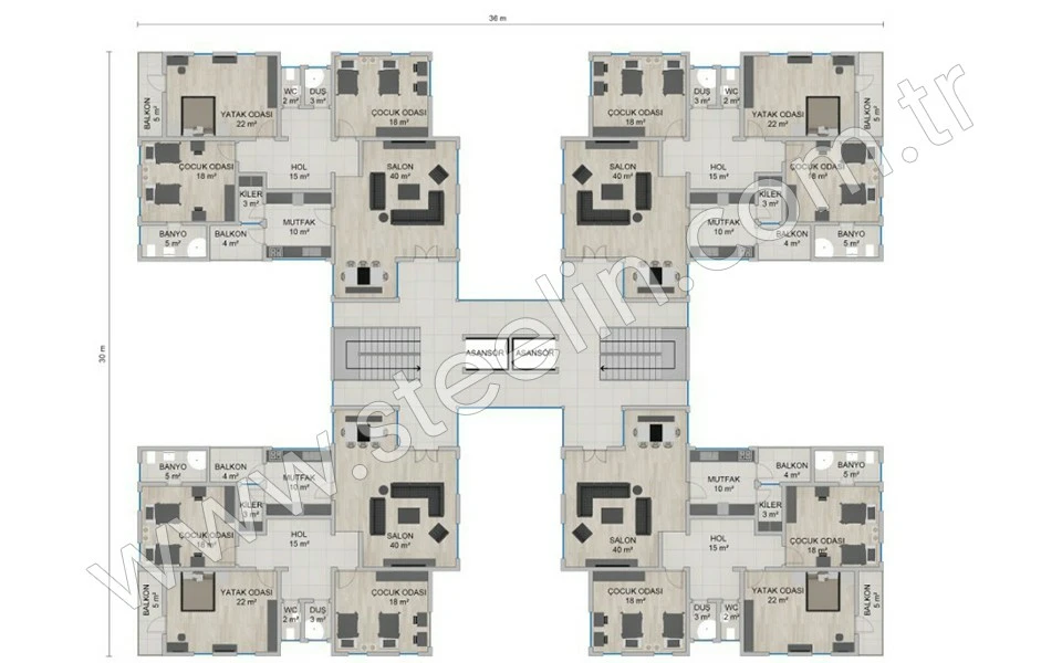 6 Katlı Apartman 4668 m²