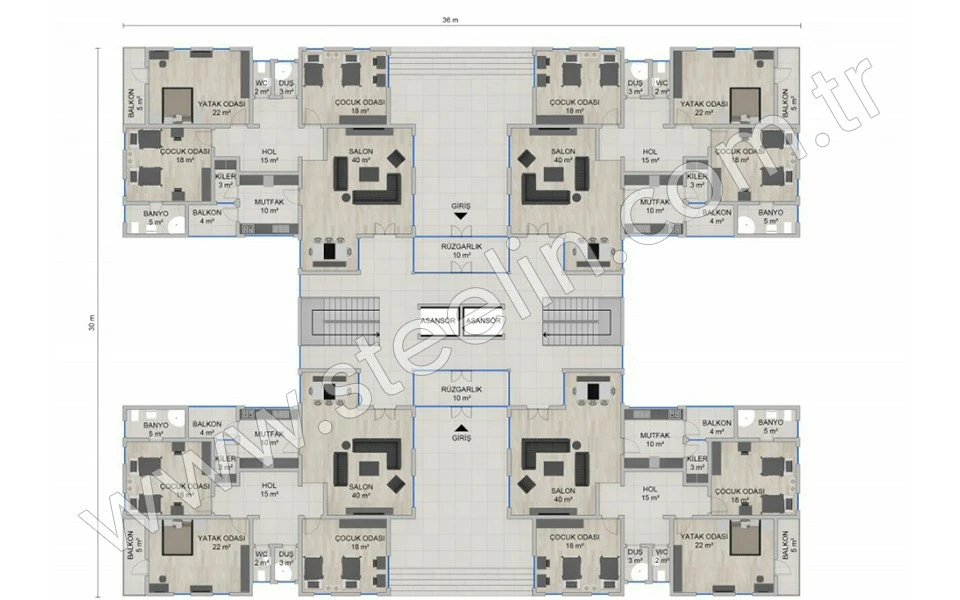 6 Katlı Apartman 4668 m²