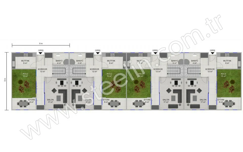 Avlulu Sıra Evler 636 m²