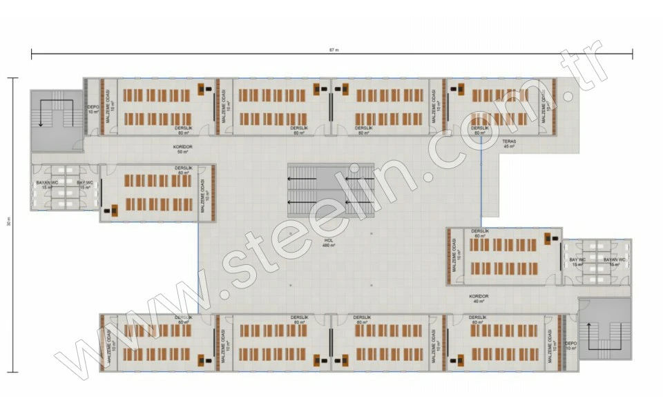 İlkokul 3036 m²